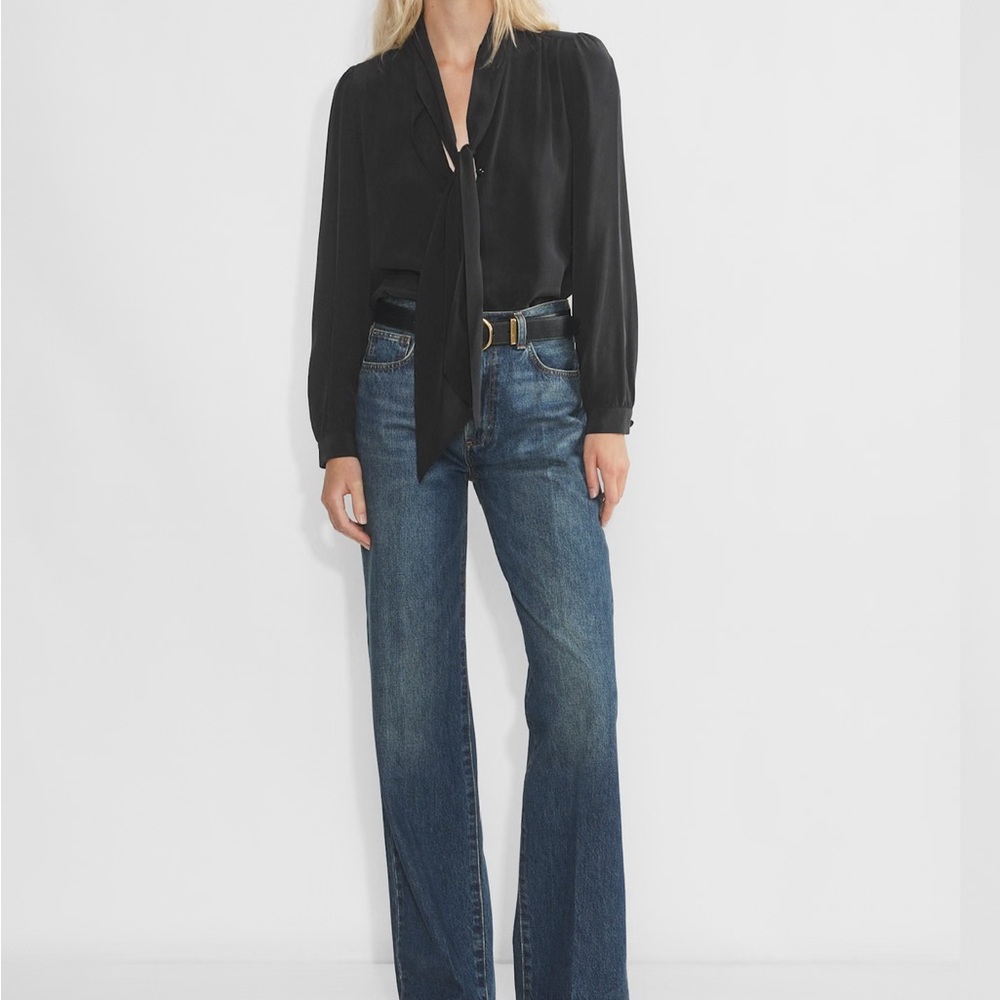 Aritzia Wilfred Annie Silk Blouse - Sandwashed Black